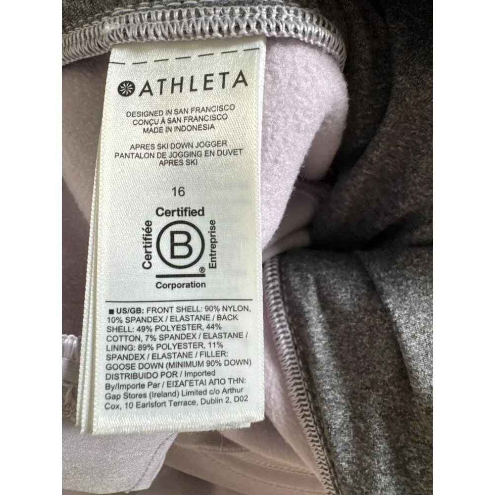 Athleta Apres Ski Down Quilted Jogger Pants Size 16 Purple Lavender Drawstring - Picture 12 of 16